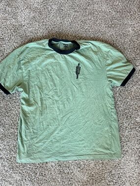 Call Your Mother Mens XL Mint Green Cactus Ringer T-Shirt Short Sleeve Tee